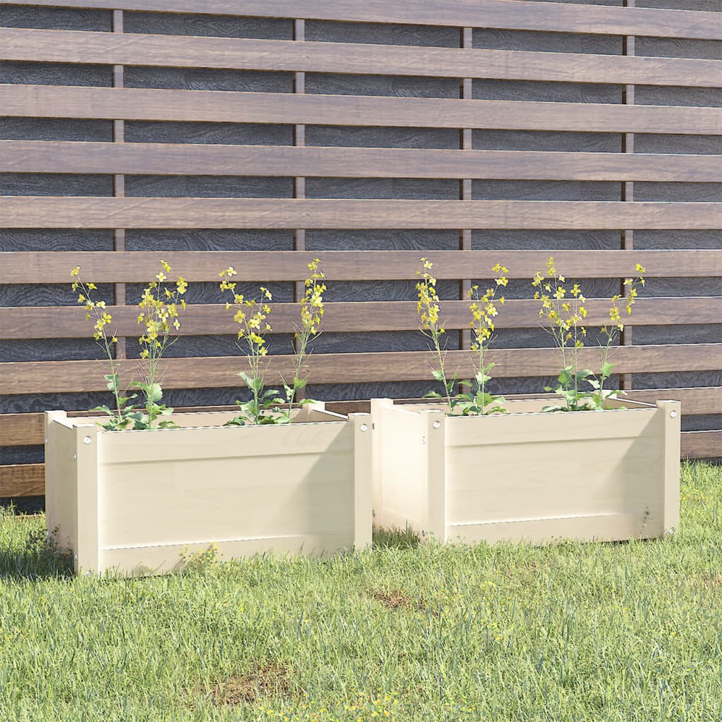 Jardineras 2 uds madera maciza de pino 100x31x31 cm