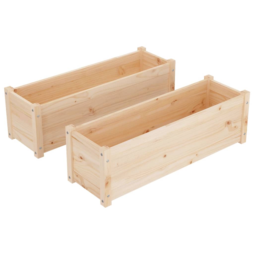 Jardineras 2 uds madera maciza de pino 100x31x31 cm
