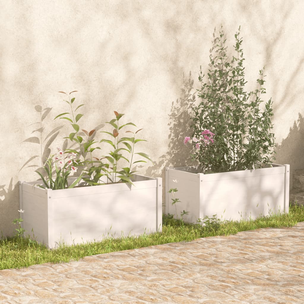 Jardineras 2 uds madera maciza de pino 100x31x31 cm