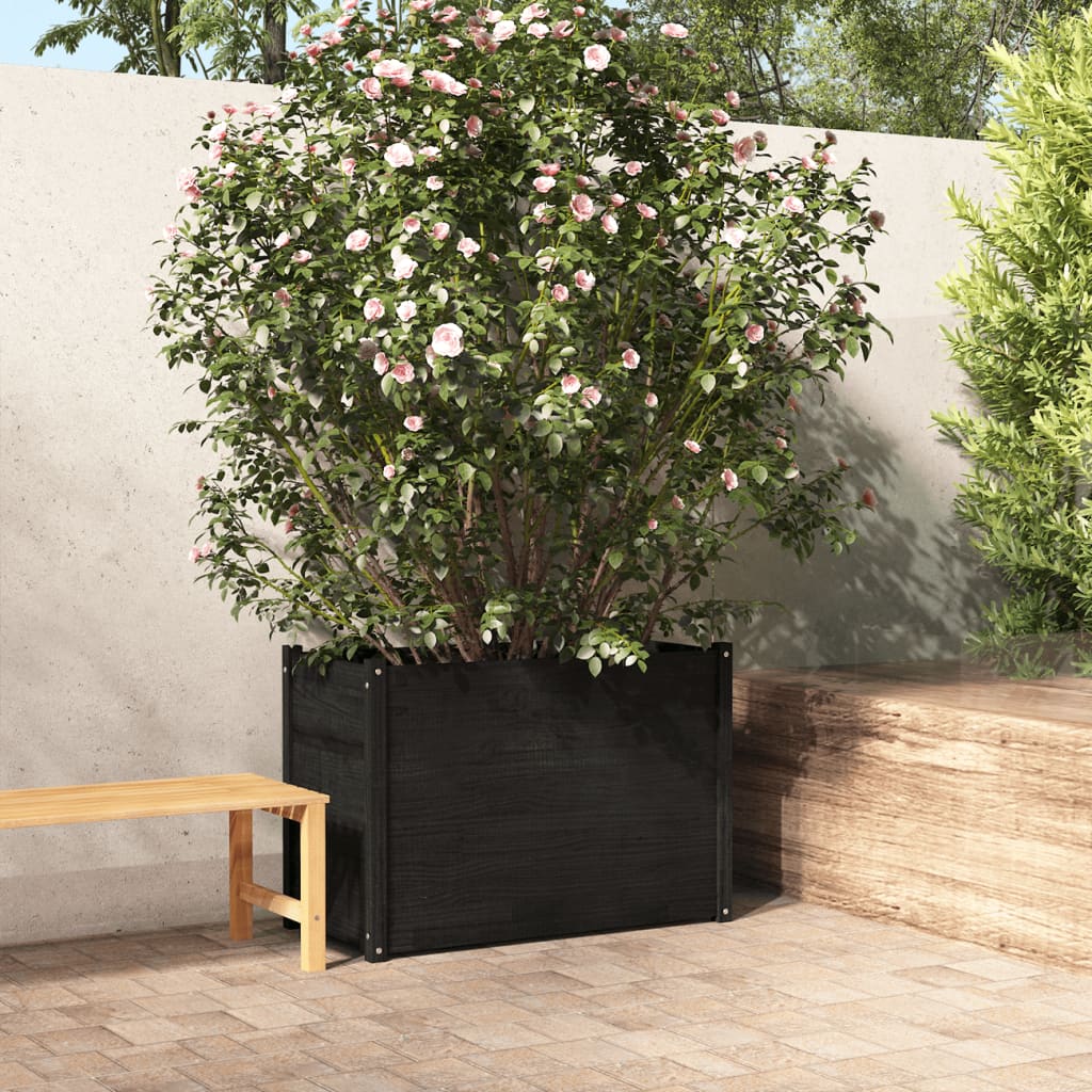 Jardinera de madera maciza de pino 100x31x31 cm