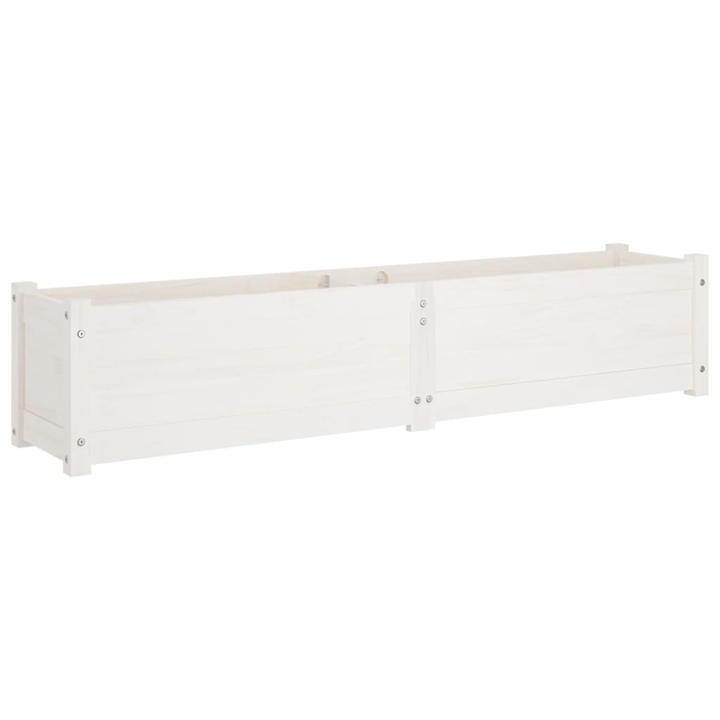Arriates de madera maciza de pino 2 uds blanco 150x31x31 cm