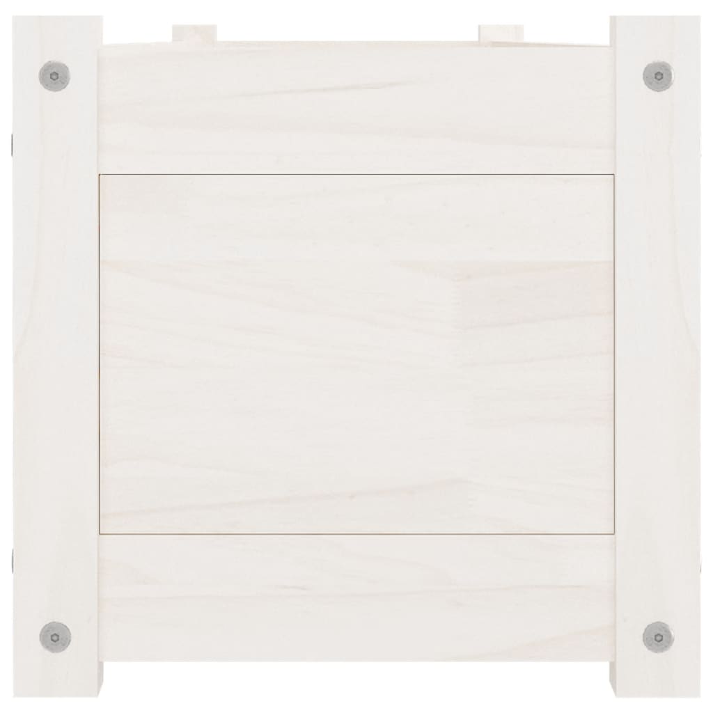 Arriates de madera maciza de pino 2 uds blanco 150x31x31 cm
