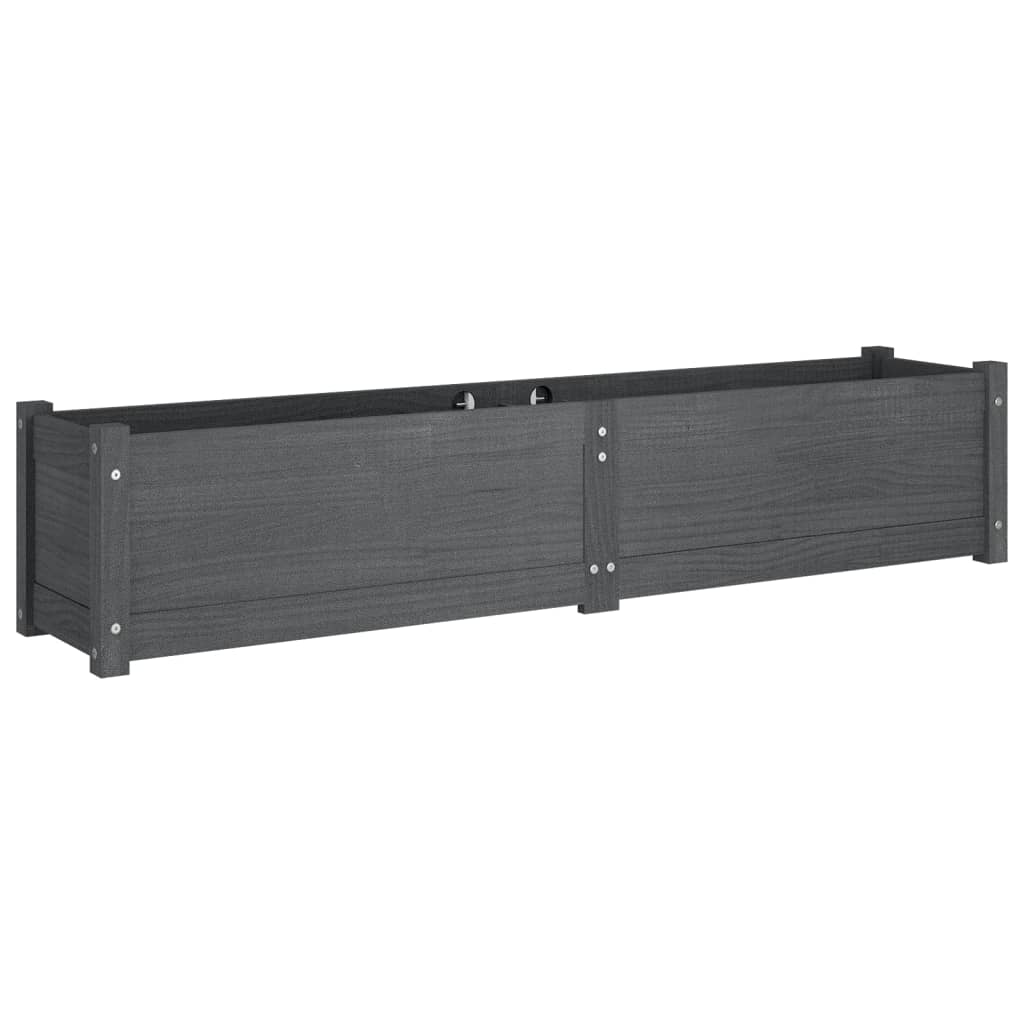 Arriate de madera maciza de pino gris 150x31x31 cm