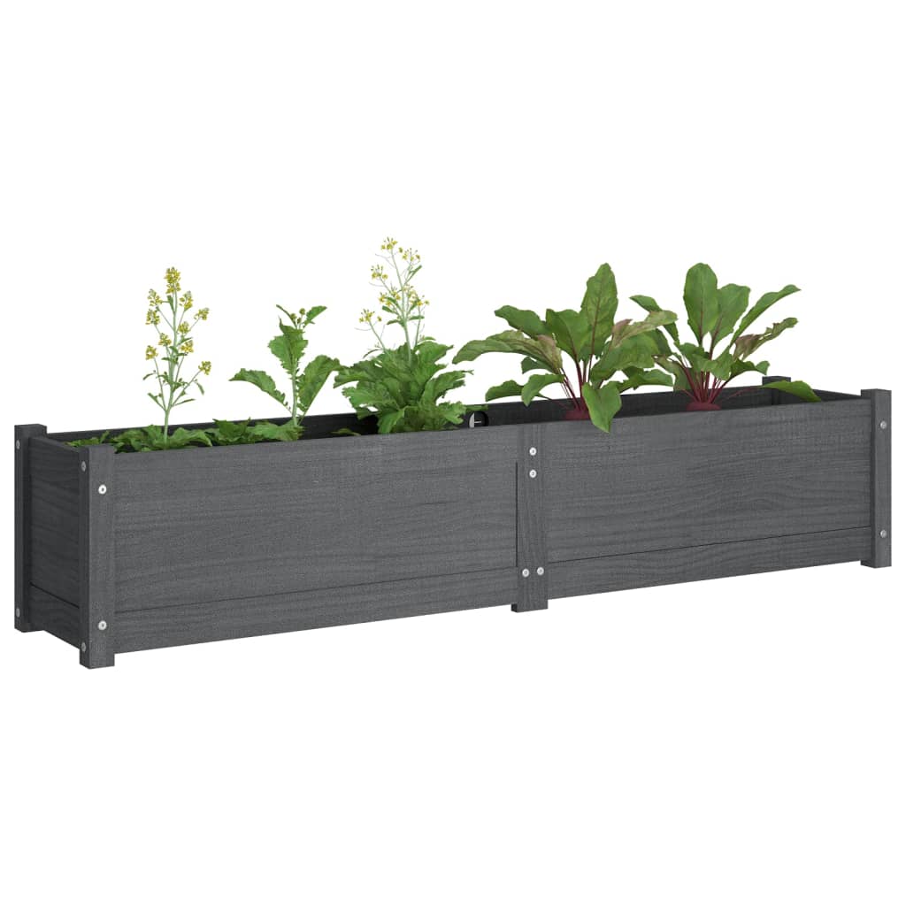 Arriate de madera maciza de pino gris 150x31x31 cm