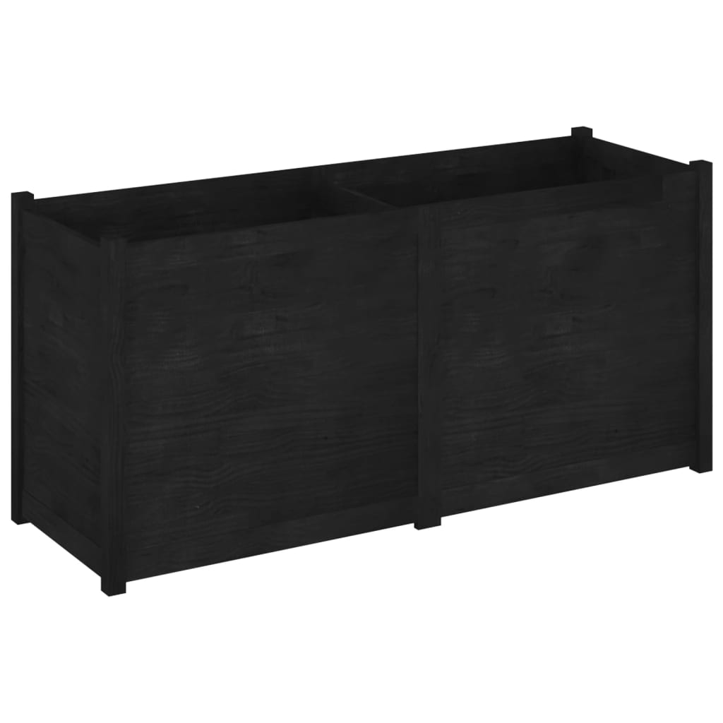 Jardinera madera maciza de pino negro 150x50x70 cm
