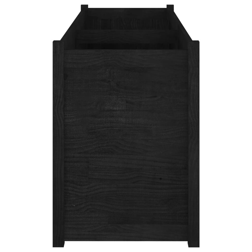 Jardinera madera maciza de pino negro 150x50x70 cm