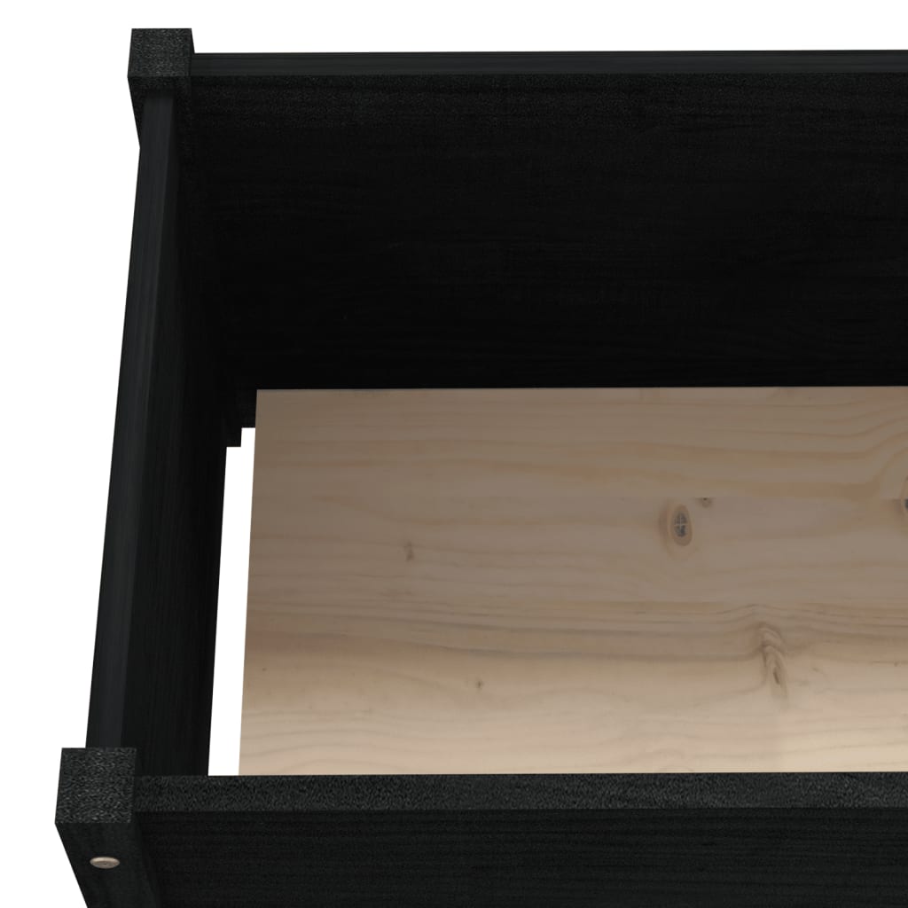 Jardinera madera maciza de pino negro 150x50x70 cm