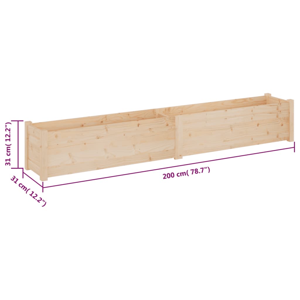 Jardineras 2 uds madera maciza de pino 200x31x31 cm