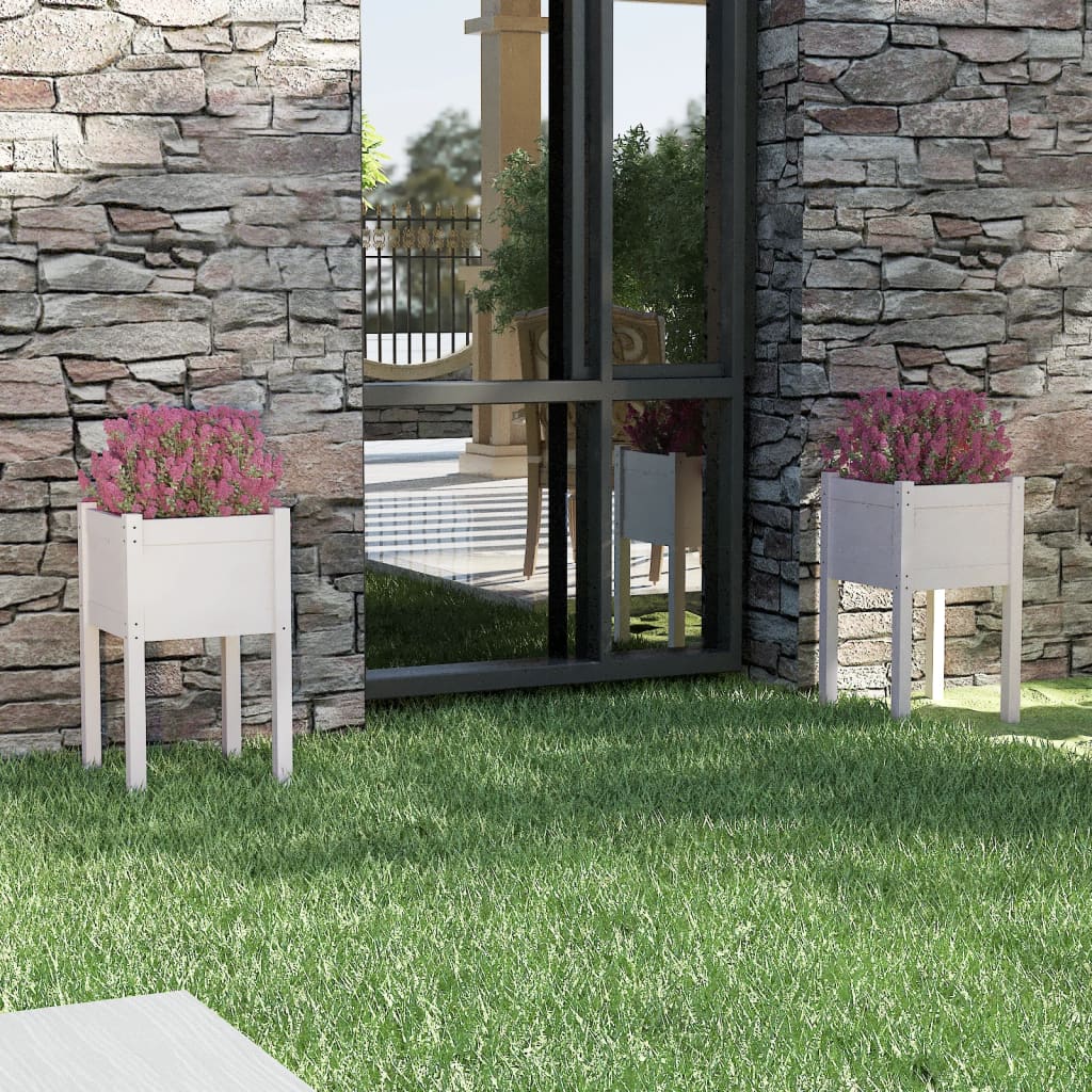 Jardineras 2 uds madera maciza de pino 200x31x31 cm