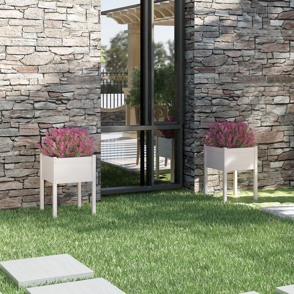 Jardineras 2 uds madera maciza de pino 200x31x31 cm