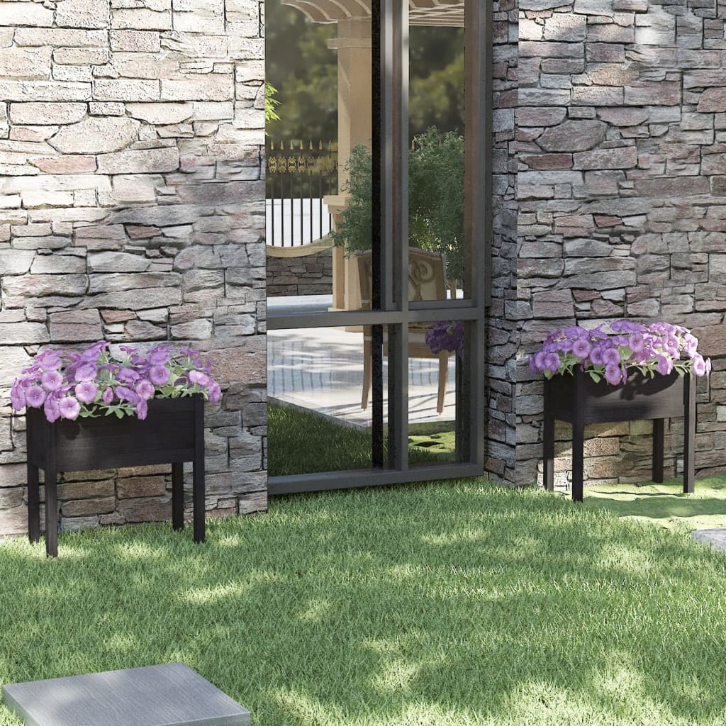 Jardineras 2 uds madera maciza de pino 100x31x31 cm