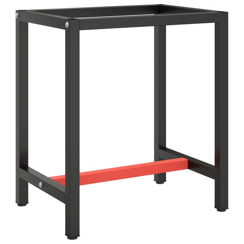 Black and matte red metal workbench frame 110x50x79cm