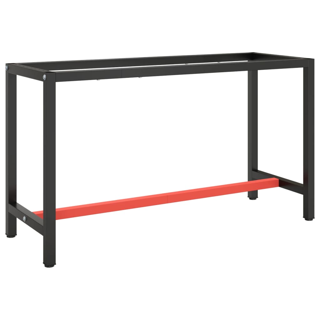 Black and matte red metal workbench frame 110x50x79cm