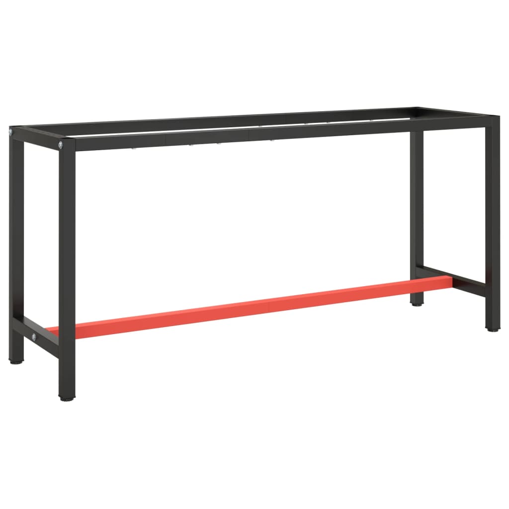 Black and matte red metal workbench frame 110x50x79cm
