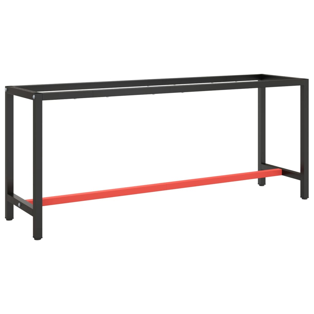 Black and matte red metal workbench frame 110x50x79cm