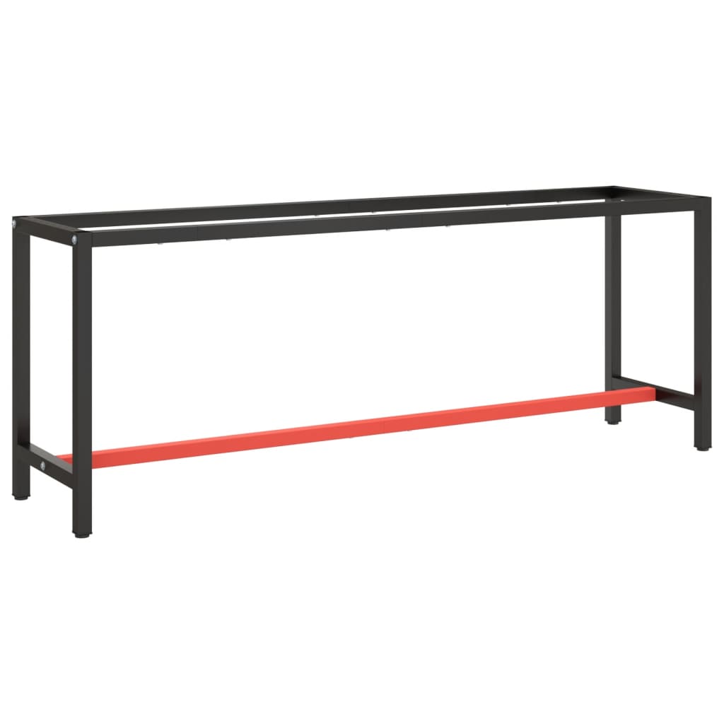 Black and matte red metal workbench frame 110x50x79cm