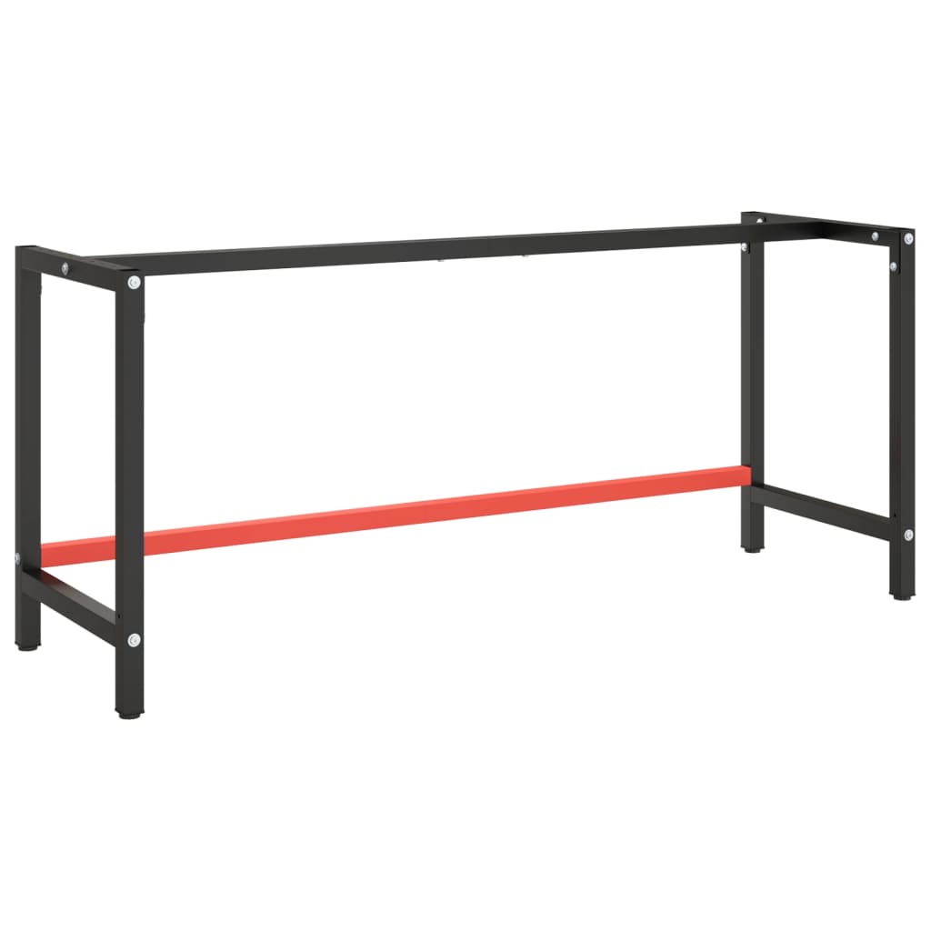 Black and matte red metal workbench frame 110x50x79cm