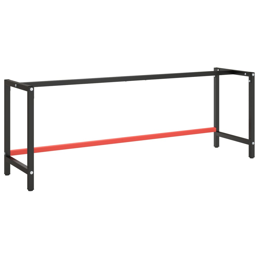 Black and matte red metal workbench frame 110x50x79cm
