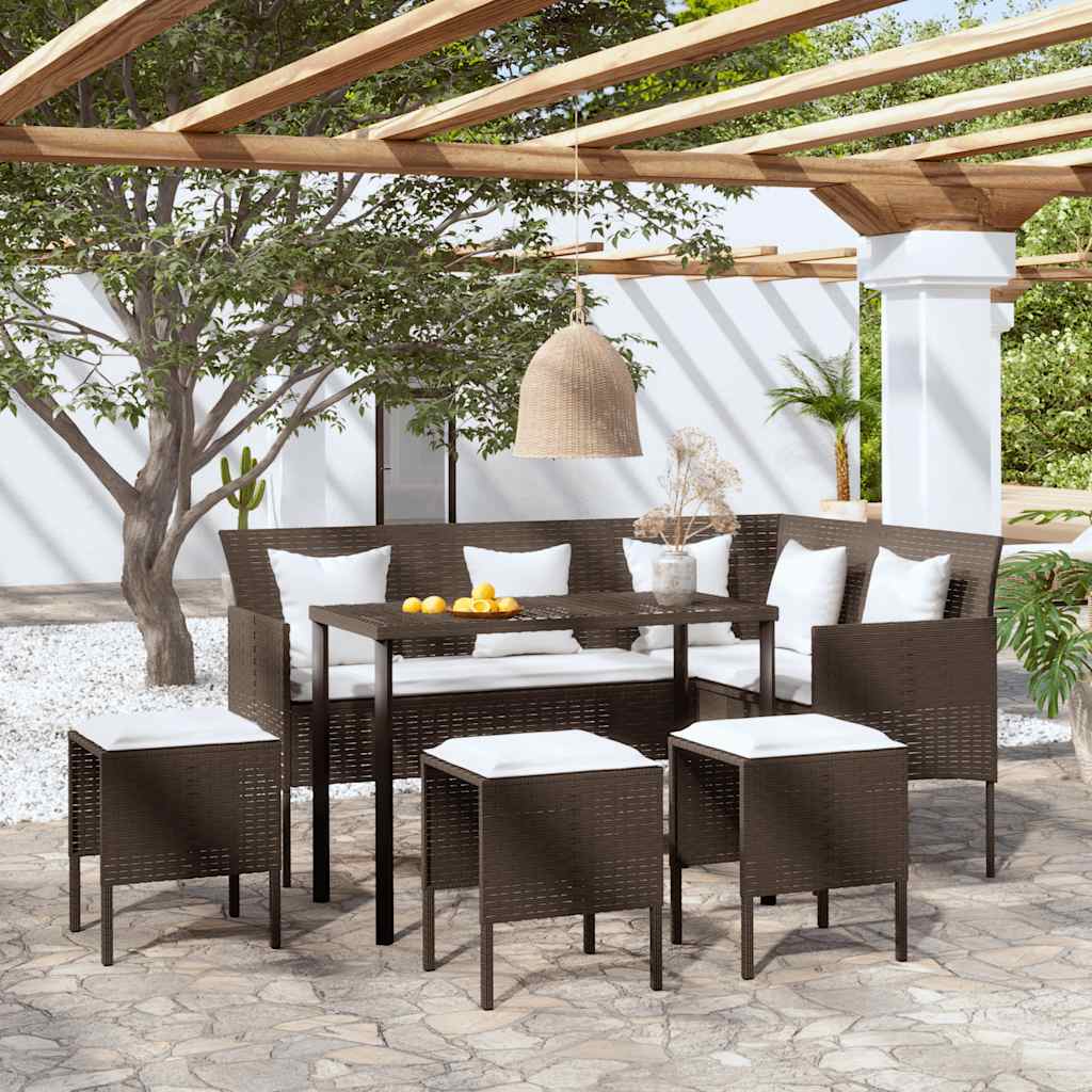 Set de sofás en forma de L 2 pzas cojines ratán sintético gris