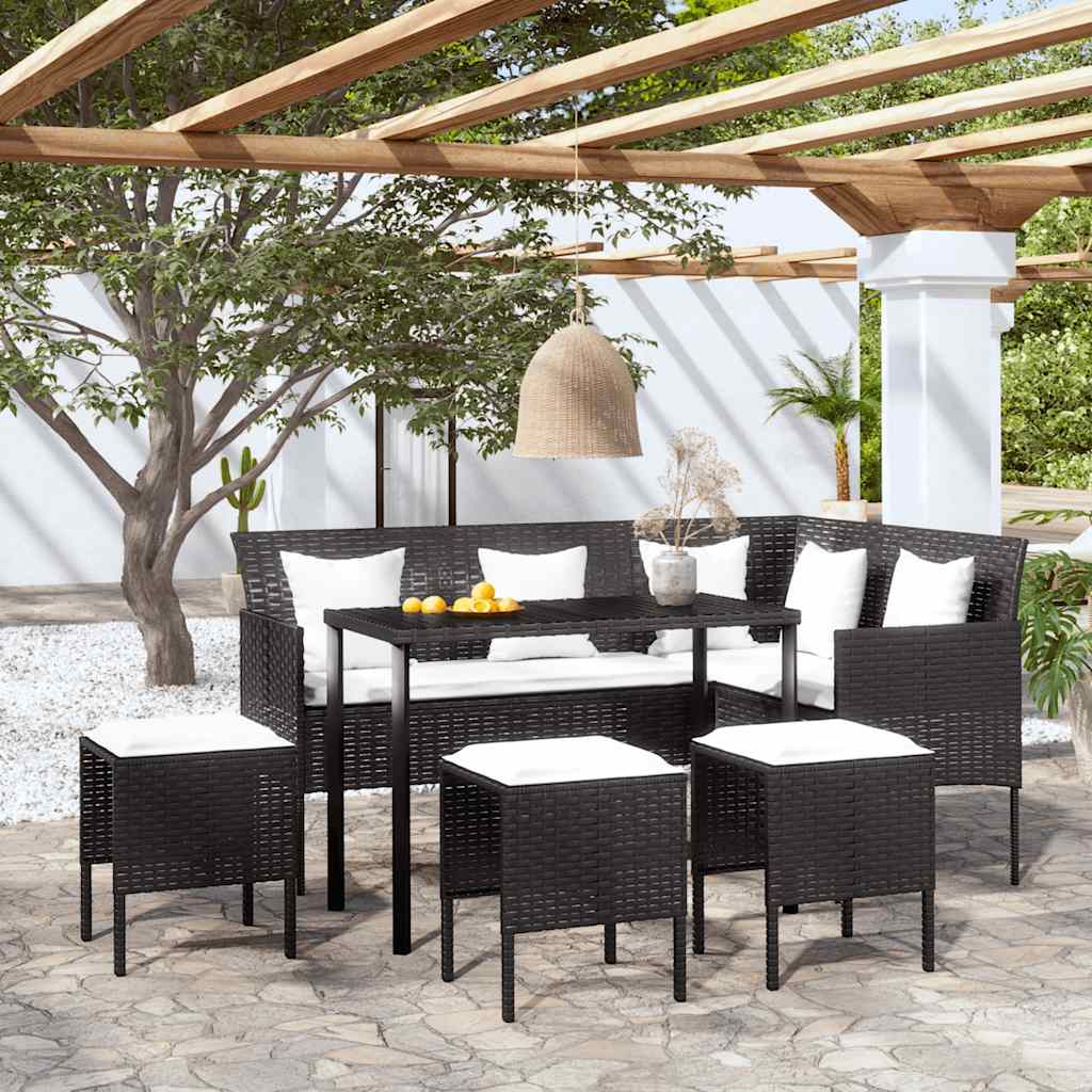 Set de sofás en forma de L 2 pzas cojines ratán sintético gris