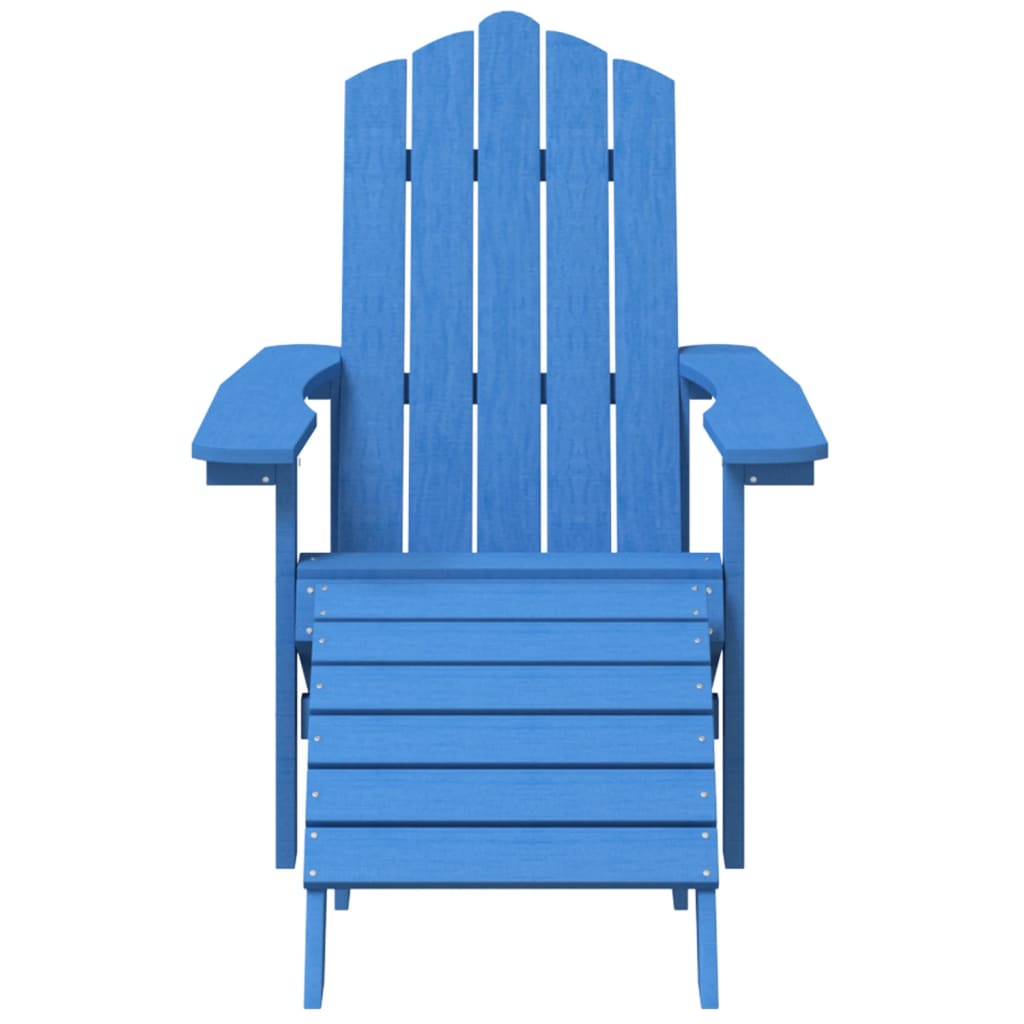 Silla de jardín Adirondack con reposapiés HDPE azul agua