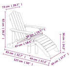 Silla de jardín Adirondack con reposapiés HDPE azul agua