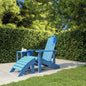 Cadeira de jardim Adirondack com apoio para os pés HDPE azul-água