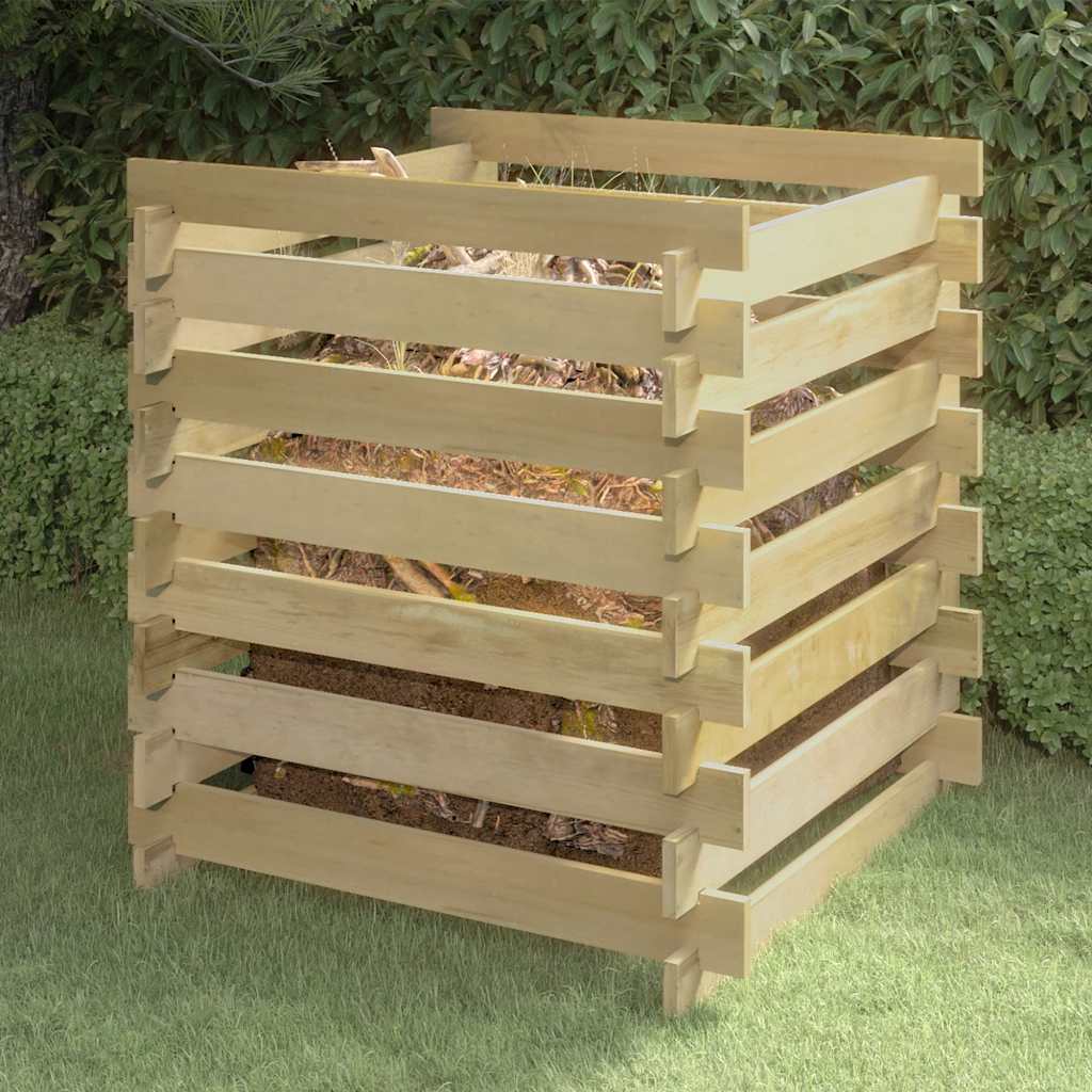 Compostador con listones madera pino impregnada 120x120x70 cm