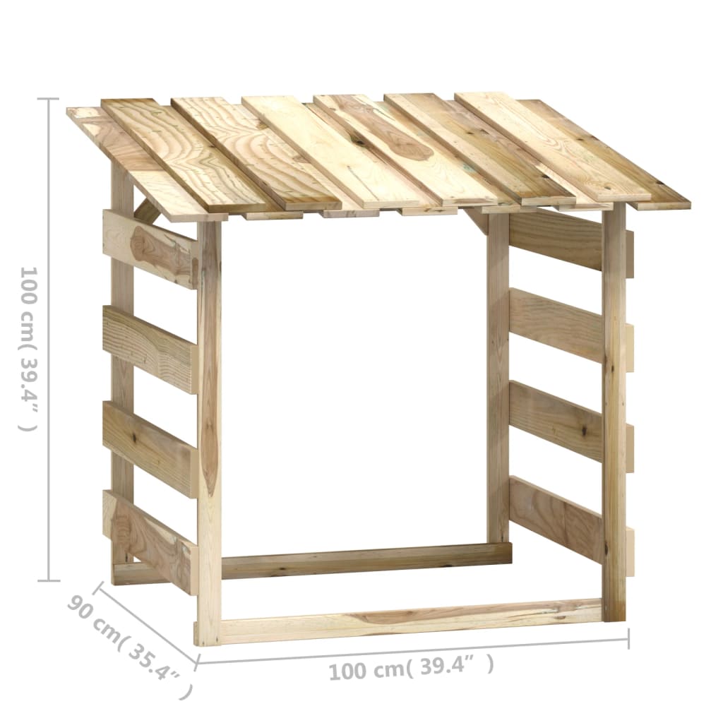 Pérgola con techo madera de pino impregnada 100x90x100 cm