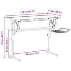 Mesa de dibujo madera y acero blanco y gris 110x53x(58-87) cm