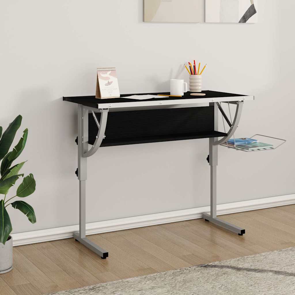 Drawing Table Wood and Steel White and Grey 110x53x(58-87) cm
