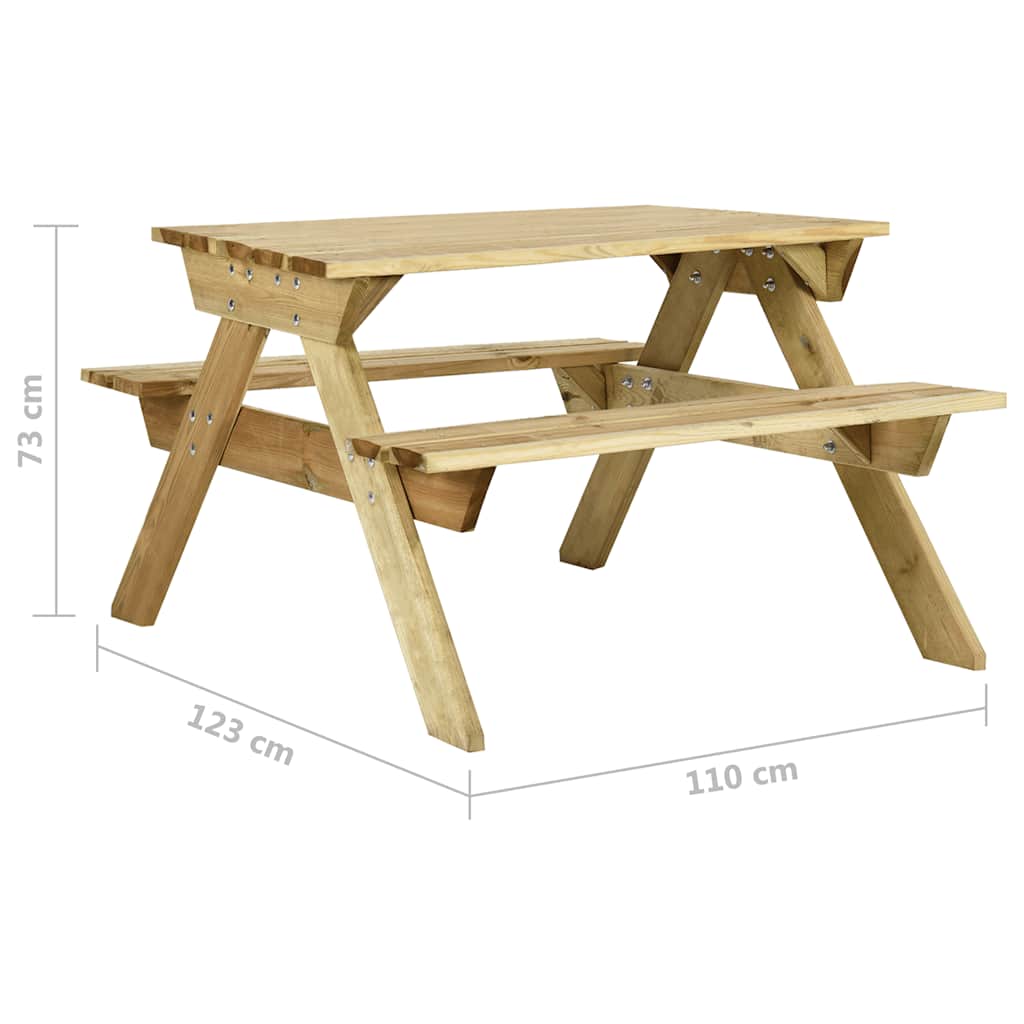 Picnic table with benches 110x123x73 cm impregnated pine wood
