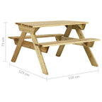 Picnic table with benches 110x123x73 cm impregnated pine wood