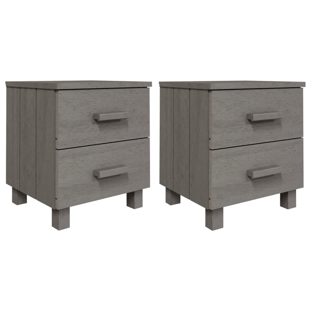 Mesitas noche 2 uds HAMAR pino macizo gris claro 40x35x44,5 cm