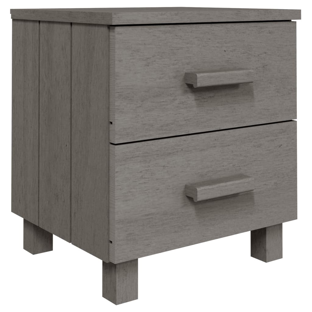 Mesitas noche 2 uds HAMAR pino macizo gris claro 40x35x44,5 cm