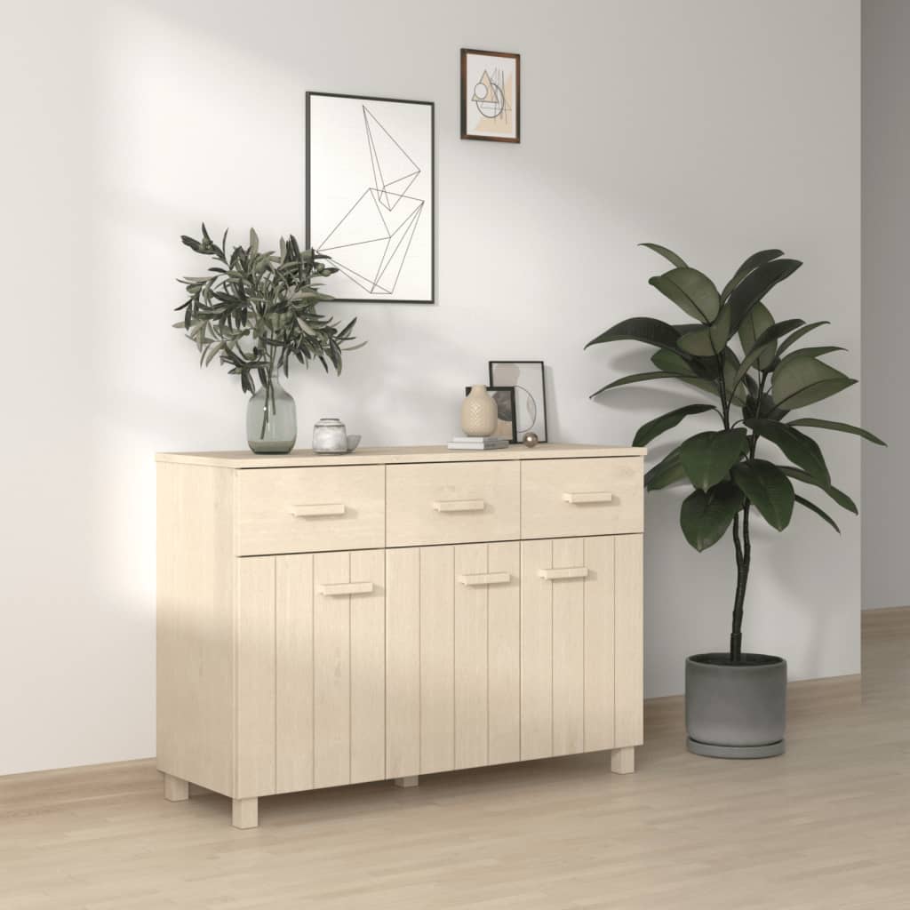 HAMAR sideboard solid honey brown pine wood 113x40x80 cm
