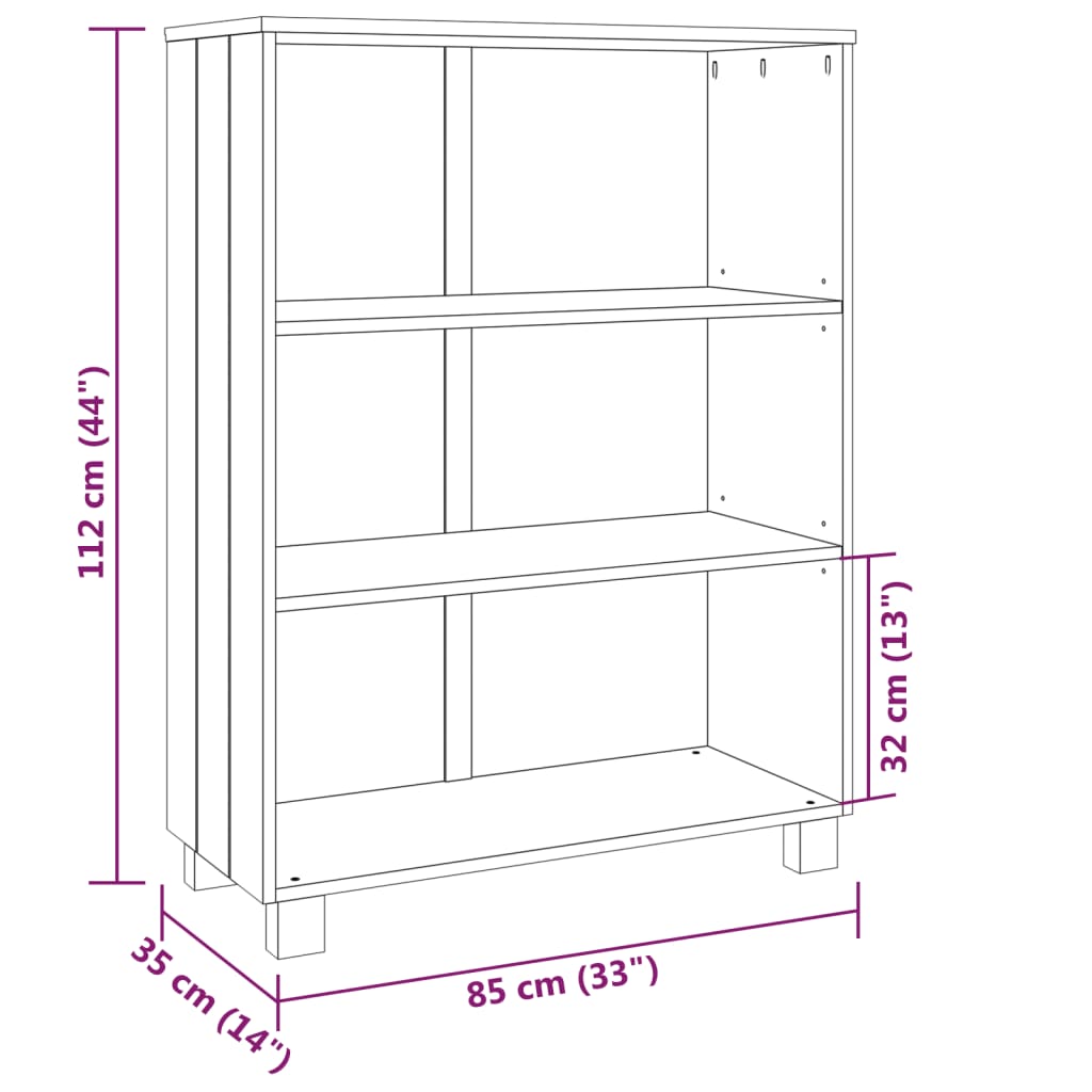 Estantería HAMAR madera maciza de pino blanca 85x35x112 cm