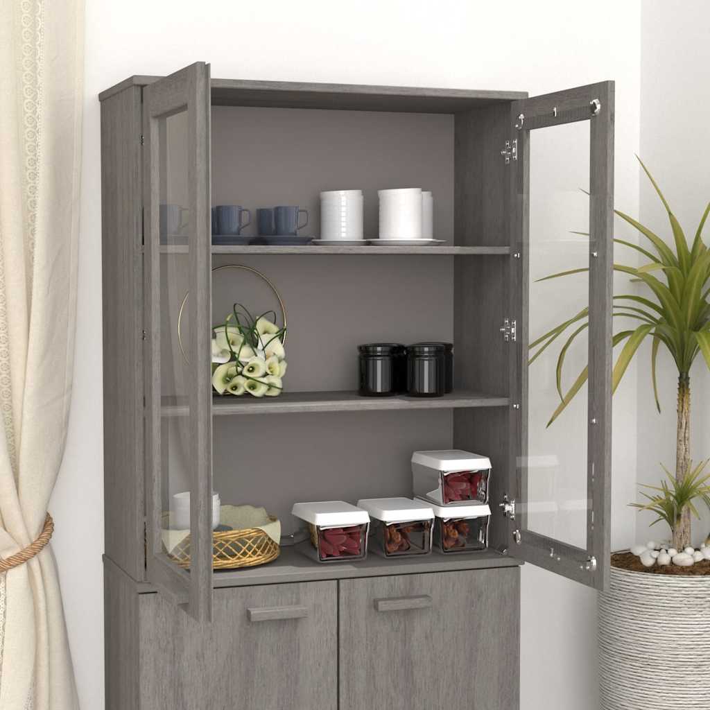 Aparador superior HAMAR pino macizo gris claro 85x35x100 cm