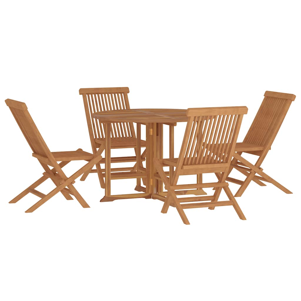 Set de comedor de jardín plegable 5 pzas madera maciza de teca