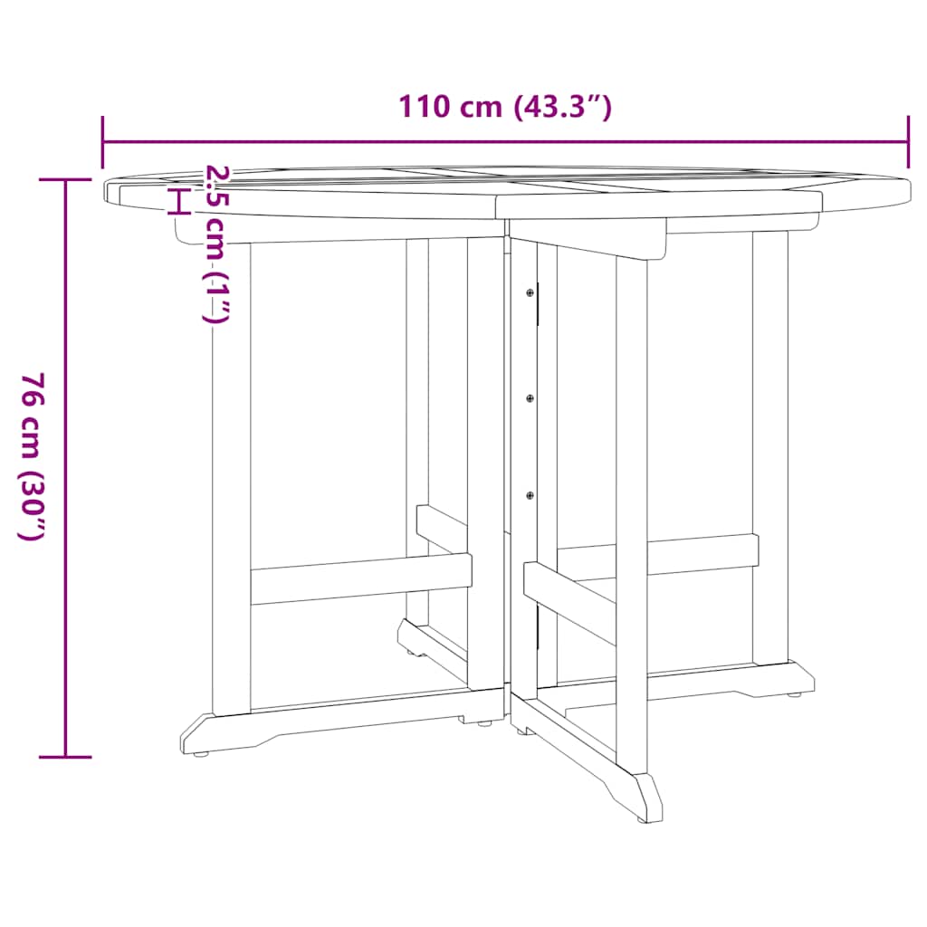 Set de comedor de jardín plegable 5 pzas madera maciza de teca