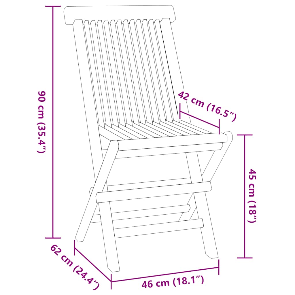Set de comedor de jardín plegable 5 pzas madera maciza de teca