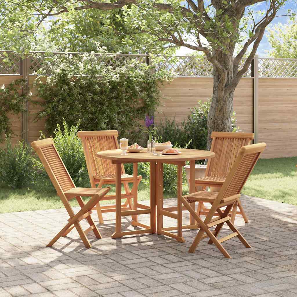 Set de comedor de jardín plegable 5 pzas madera maciza de teca