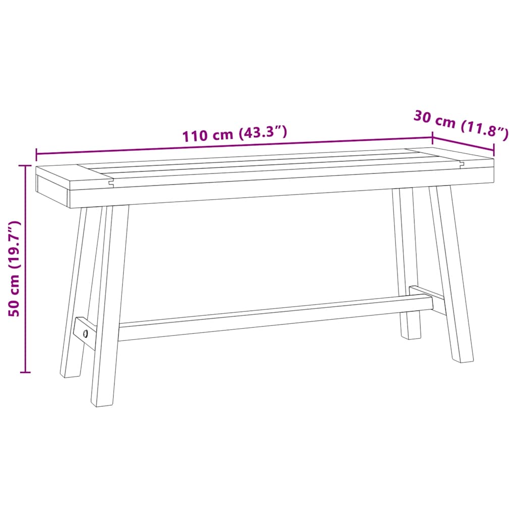 Banco de madera maciza de teca 110 cm
