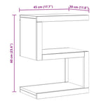 Mesa auxiliar de madera maciza de teca 45x30x60 cm