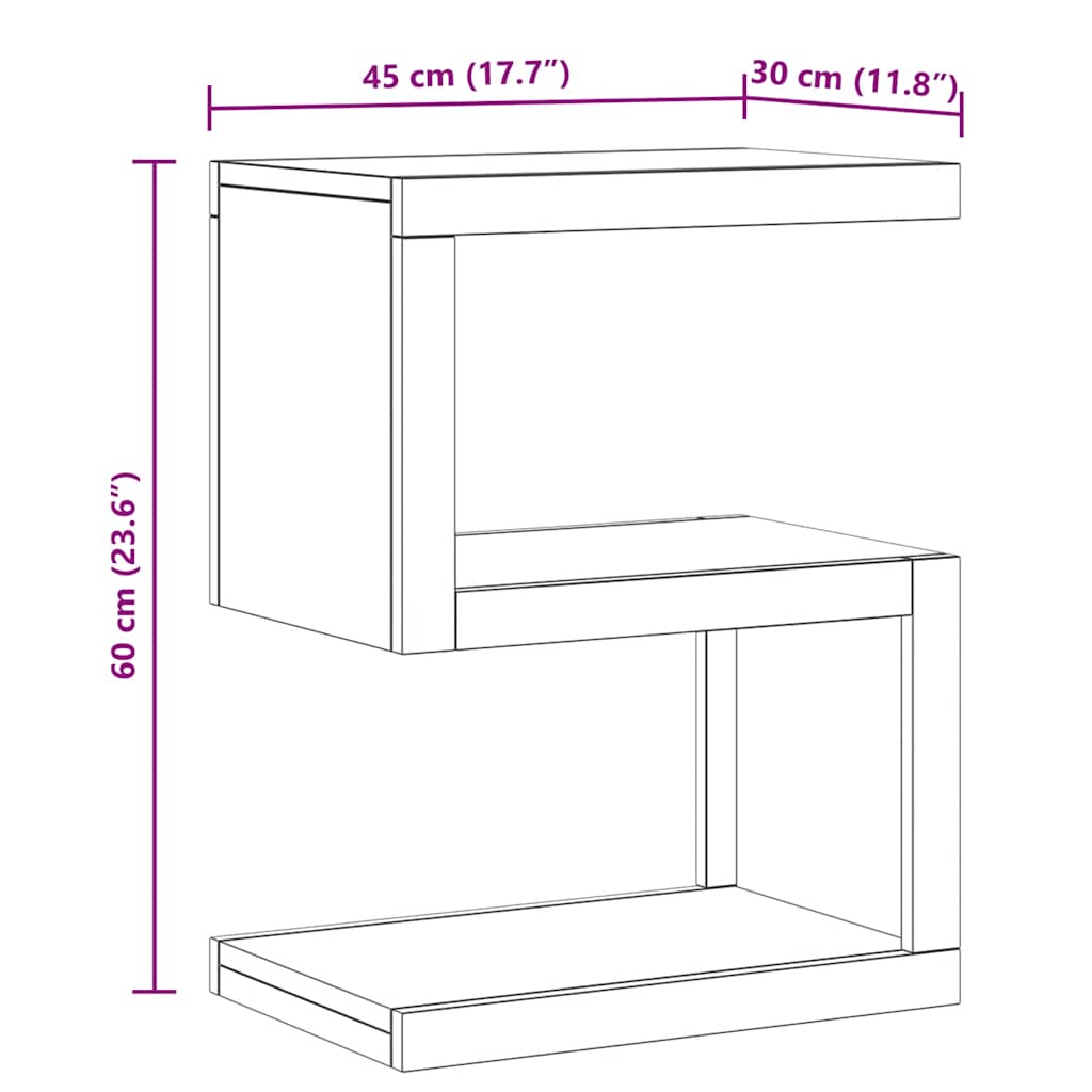 Mesa auxiliar de madera maciza de teca 45x30x60 cm