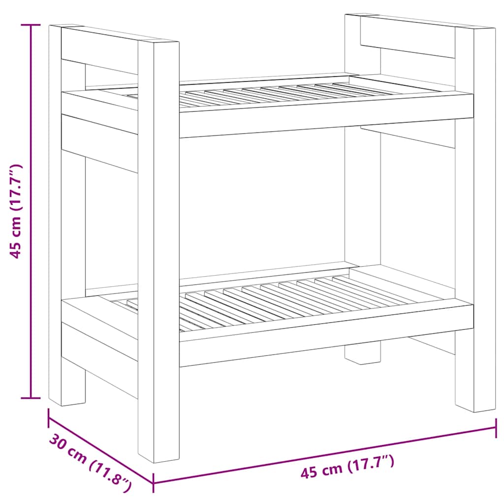 Mesa auxiliar de baño madera maciza de teca 45x30x45 cm