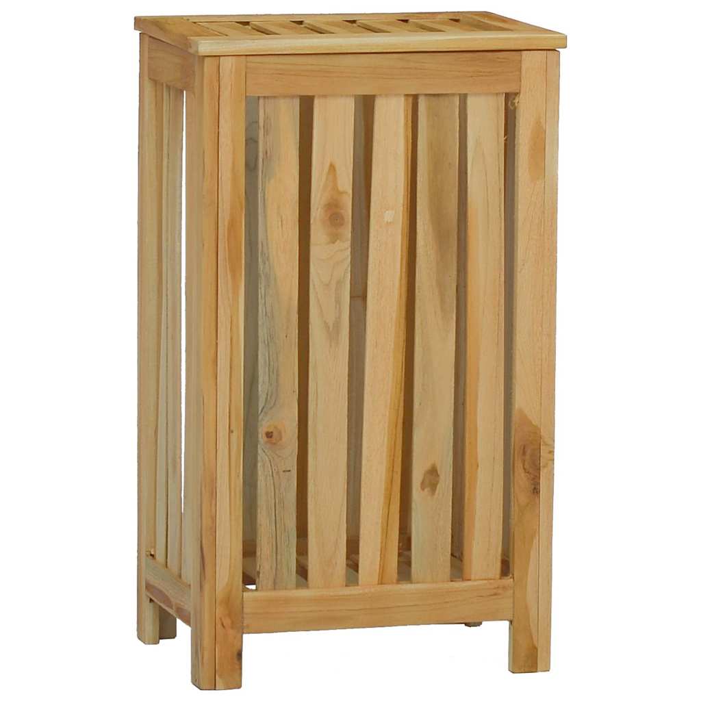 Cesto de la ropa sucia madera maciza de teca 35x25x60 cm