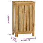 Cesto de la ropa sucia madera maciza de teca 35x25x60 cm