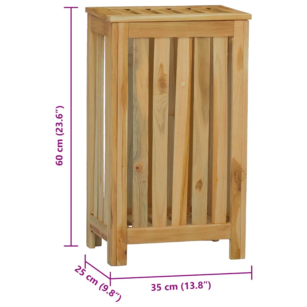 Cesto de la ropa sucia madera maciza de teca 35x25x60 cm