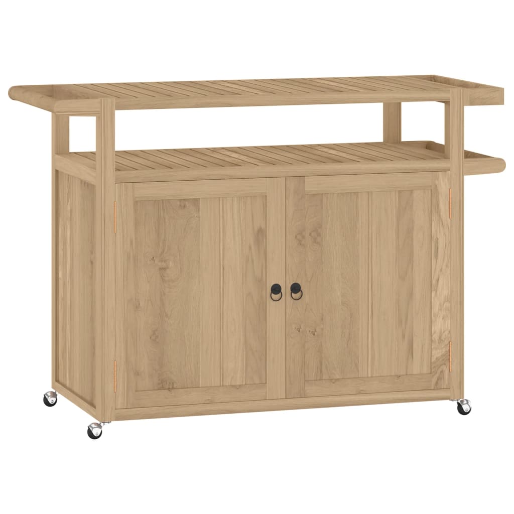 Carrito de bar madera maciza de teca 120x50x90 cm